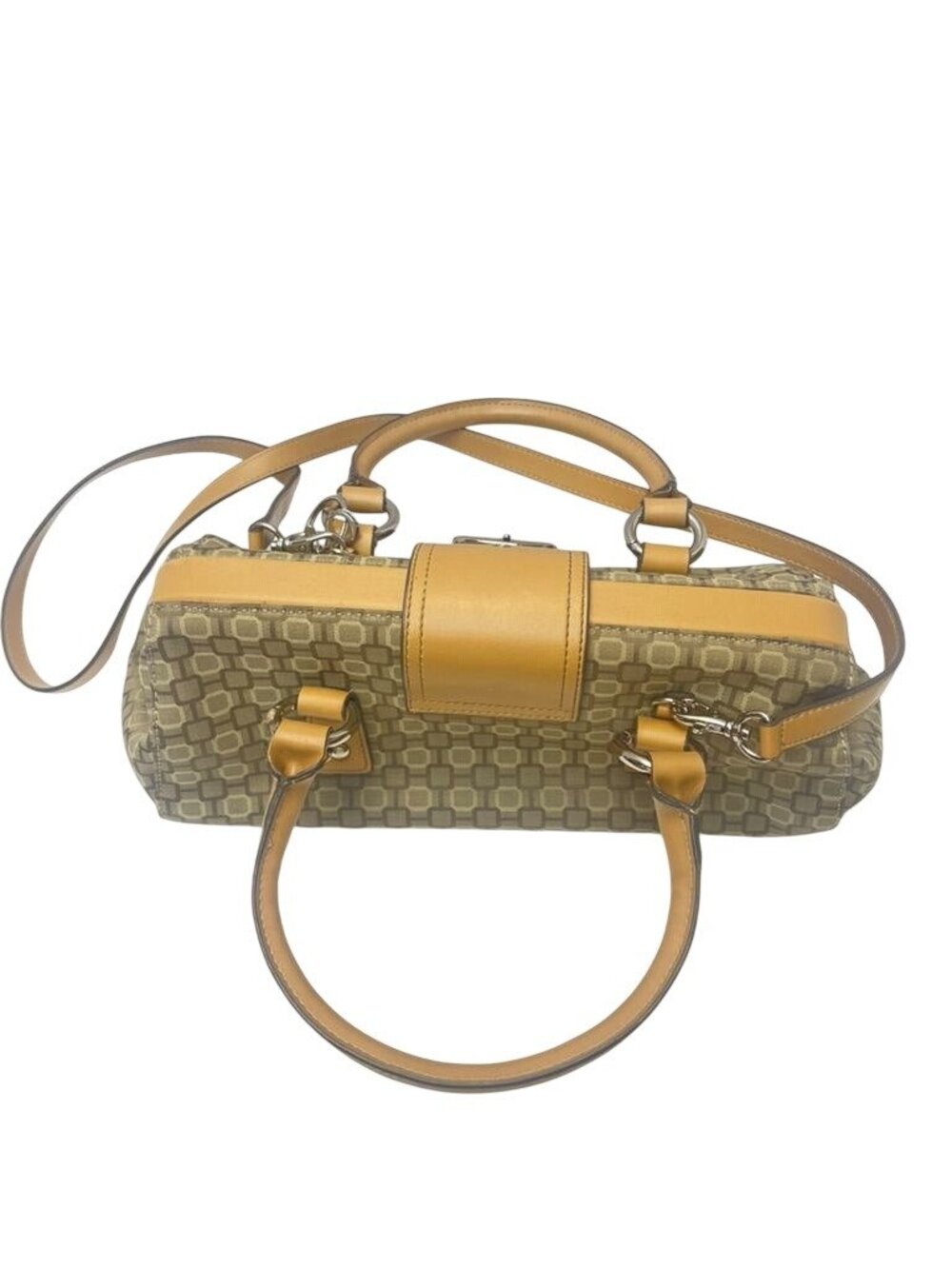 Nine West Beige Jacquard Satchel Bag Shoulder Purse & Wallet Set Charm Keychain - Picture 4 of 11